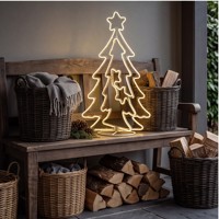N-Concept Weihnachten 3-Schichtige Neon-Silhouetten-Weihnachtsbaumbeleuchtung H35*60cm, LED-Lichterkette Weihnachts-Gartendekoration mit Sternspitze