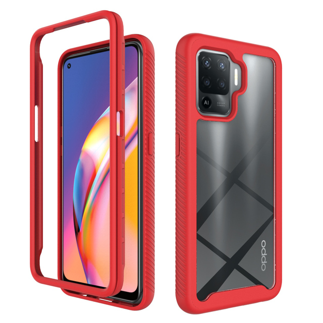 Armor Back Cover With PC Front Frame Cellphone Case for OPPO A94 4G /Reno 5 Lite Cover