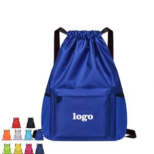 Custom Logo Print Zipper <b>Training</b> Drawstring Bag Waterproof Oxford Cloth Sports Leisure Travel <b>Backpack</b> PVC Portable String - Product Image 1
