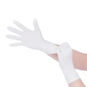 Gants jetables en nitrile blanc sans poudre gants de ménage de sécurité transparents imperméables pour l'examen