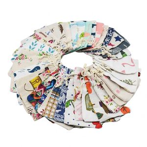 Pochette en coton réutilisable et recyclable 13*18cm avec cordon de serrage, imprimée, pour cadeaux de fête, artisanat, bijoux, bonbons, faveurs, logo personnalisable, shopping - Product Image 4