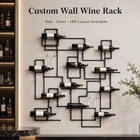 Étagère à vin murale en métal LED personnalisée, présentoir en fer pour salon, support mural pour bouteilles de vin pour bars et hôtels