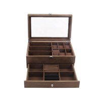 Estuche de Madera Cuadrado de Doble Capa para Gafas, Certificado ISO9001, Ideal para Almacenamiento y Exhibición de Gafas en Tiendas