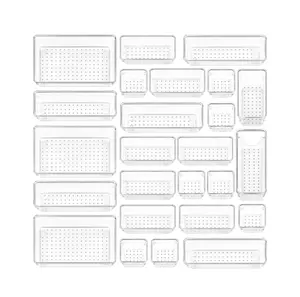 Juego de cajones divisores, organizador de cocina, baño, escritorio, cosméticos, papelería, artículos diversos, caja de almacenamiento para el hogar, contenedor, 25 uds.