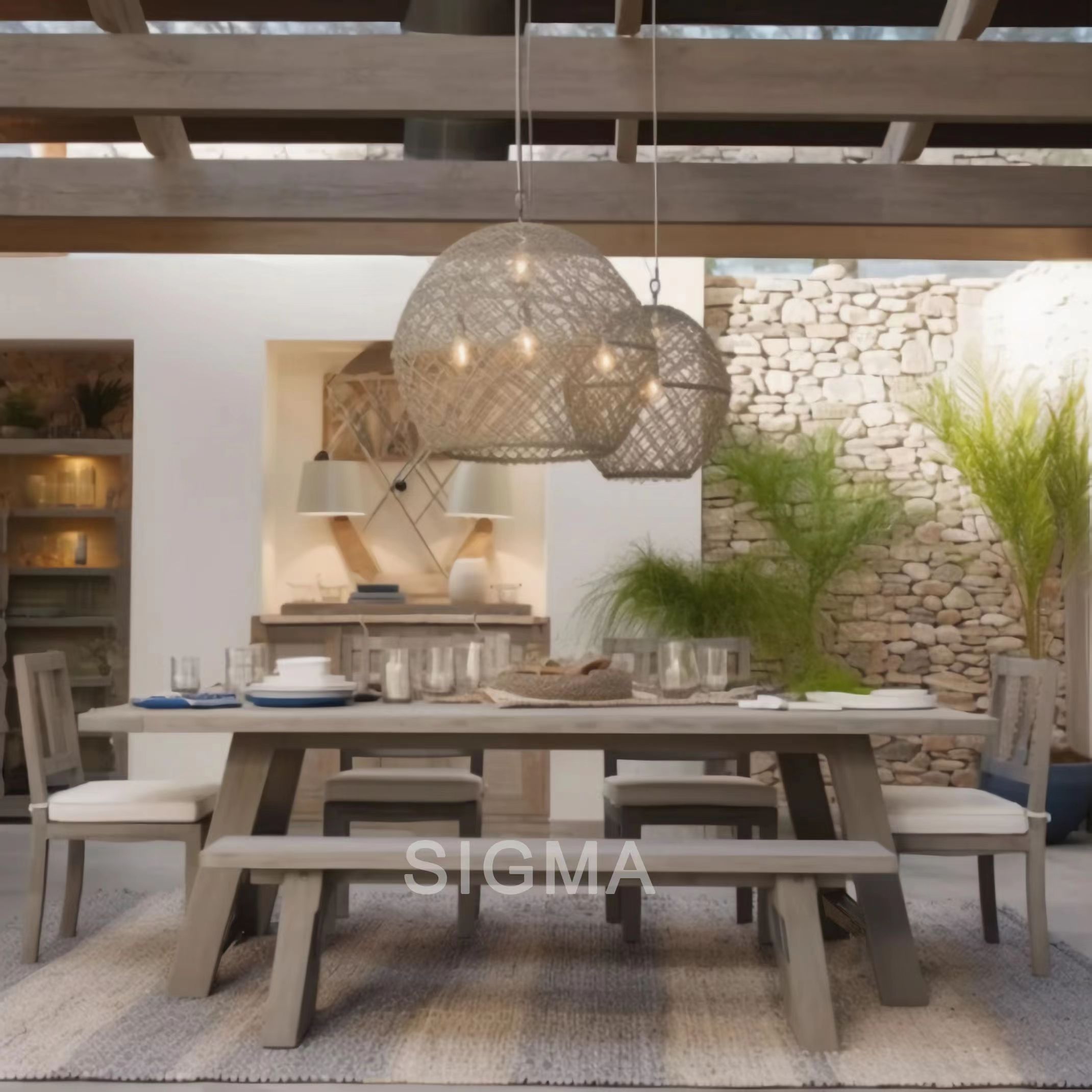modern high end all weather teak solid wood customize dining table Mesa de teca