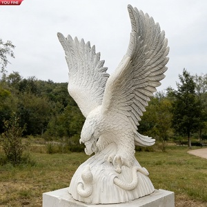 Statues d'aigle <span class=keywords><strong>en</strong></span> marbre blanc sculptées à la main YOUFINE, grandes, avec serpent, pour la décoration de la propriété et du jardin - Product Image 1