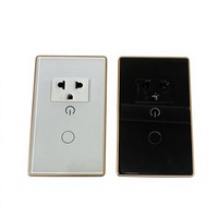 Prise intelligente Wi-Fi US en verre et métal, tactile, pour maison connectée, sans fil neutre, contrôle à distance par application, interrupteur mural 1 gang, compatible Google Alexa