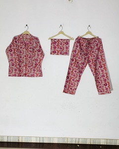 Ensemble de pyjama élégant et léger en coton pour l'été, imprimé à la main, pour femmes, prix de gros - Product Image 1