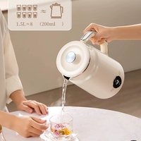 Bouilloire électrique sans fil en acier inoxydable 304, arrêt automatique, ébullition rapide, capacité de 1,5 L, bouilloire de voyage noire, pour la maison et l'hôtel