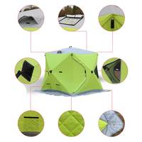 Tente hexagonale pour la pêche sur glace en hiver, triple couche, ouverture automatique rapide, poteaux en fibre de verre, tissu Oxford 210D, imperméable, portable