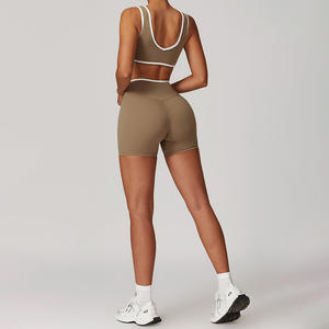 TZ8843女性用ワークアウト服ハイウエストアクティブランニングヨガセット裸感プラスサイズコントラストスポーツフィットネスヨガセット - Product Image 3