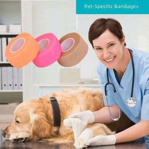 Bande de contention médicale autocollante non tissée imprimée, très élastique, pour chats et chiens - Ruban flexible pour pattes avec protection des pieds - Product Image 4