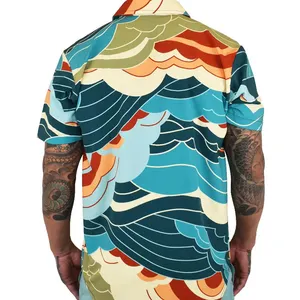 メンズ卸売半袖ハワイアンプリント高品質男性用ハワイアンシャツ