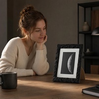 Cadre photo en résine moderne noir carré pour impression artistique, couleur personnalisable, emballage sécurisé, pour affichage sur bureau