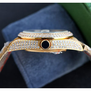 นาฬิกาสแตนเลสสตีลของผู้ชายสไตล์ที่ออกแบบได้ตามต้องการสำหรับนักธุรกิจหรูหราเซี่ยงไฮ้เคสประดับเพชรแบบลำลองนาฬิกาปฏิทินเรืองแสง - Product Image 5