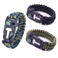 Bracelet de survie multifonctionnel en gros avec boucle de démarrage de feu et boussole, style tressé pour l'extérieur