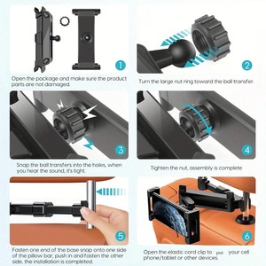 3-in-1 Auto-Kopfstützen-Tablethalter <span class=keywords><strong>iPad</strong></span>-Kompatibel Flexibel Einstellbare Rücksitzhalterung Roadtrip-Essentials Zubehör - Product Image 5