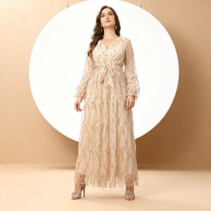 Robe Abaya plissée élégante et luxueuse en polyester imprimé pour femmes musulmanes, vente en gros personnalisée, fournisseur du Moyen-Orient - Product Image 4