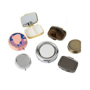 Blank DIY Logo Plastic or Metal Mini Pill Box Silver Bronze Chrome Rose Gold Travel Daily Dispenser <b>Small</b> Medicine Box Organizer - Product Image 1