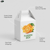 Boîte à poignée en kraft personnalisée FUSSEN, imprimée, pour emballage de jus et de boissons en carton ondulé