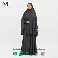 Ensemble de tenue islamique gris foncé pour femmes musulmanes, tenue complète en soie raffinée, tenue de mosquée, style modeste