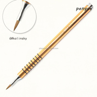 Pinceau à ongles 3D en acrylique 100% Kolinsky de haute qualité, usage professionnel, forme ovale plate de luxe, manche torsadé classique
