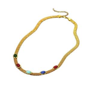 Collier avec pendentif en zircon en acier inoxydable pour femmes Chaîne à maillons élégante plaquée platine Luxe léger à la mode Niche polyvalente - Product Image 5