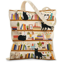 Bolsas de Lona de Gran Capacidad, Personalizadas, Fáciles de Limpiar y Portátiles, con Diseño de Dibujos Animados, de Algodón y Lino, para Viajes, Precio al por Mayor