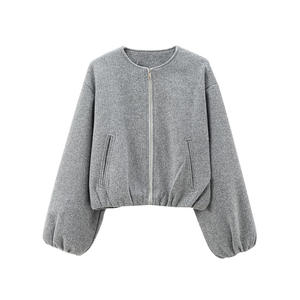 Chaqueta Blusón Acolchada Suave con Cierre, Manga Regular, Cuello Holgado, Tejido de Ganchillo, Nueva Colección de Otoño 2026 para <span class=keywords><strong>Mujer</strong></span> - Product Image 4
