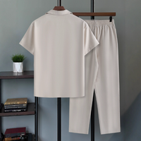 Ensemble de costume décontracté pour homme à manches courtes, veste croisée à revers, deux pièces, coupe ajustée, idéal pour l'été, affaires et occasions formelles, vente en gros