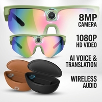 Gafas de Ciclismo con Cámara IA, Fotos de 8MP, Video 1080P, Estabilización EIS, Asistente de Voz, Audio Inalámbrico, Deportes al Aire Libre, OEM