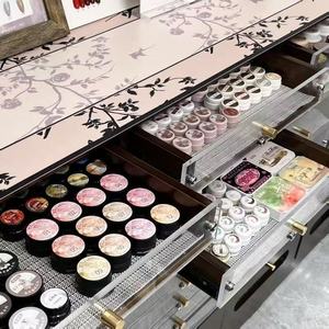 Mostrador/vitrina de madera maciza estilo vintage color nogal para salón de uñas, gabinete de almacenamiento de esmalte de uñas, gabinete para esmalte de gel para salón de uñas - Product Image 6