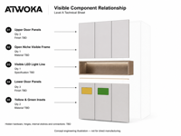 Armoire de bureau modulaire ATWOKA, meuble de rangement à trois niveaux avec niche d'affichage LED et casier credenza