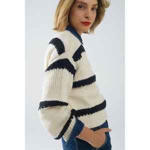 Jersey Beige Relajado con Rayas Negras - Product Image 3