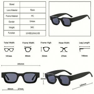 Gafas de Sol Cuadradas Punk con Marco Pequeño en Gris Jelly, Retro y Modernas, con Logotipo Personalizado para Hombre y Mujer - Product Image 5