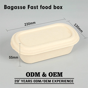 Thân Thiện Với Môi 1000Ml Phân Hủy Sinh Học Takeaway Thức Ăn Nhanh Container Mía Bột Giấy Bã Mía Dùng Một Lần Ăn Trưa Hộp Salad - Product Image 2