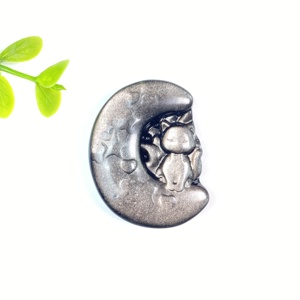 Artesanía de Obsidiana Dorada y Plateada de Alta Calidad, Tallada en Forma de Búho Lunar, Ojo de Dragón, para Decoración con Cristales Energéticos, Regalo - Product Image 5