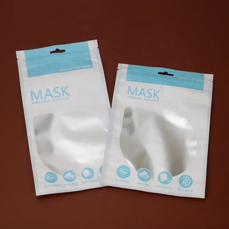 Face Mask Packaging Bag Self Seal Aluminum Foil Fashion Disposable KN95 N95 Mask Packing Bag for Retail Sale