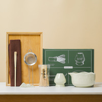 Ensemble de matcha en céramique 7 pièces avec logo personnalisé, fouet en bambou, bol en porcelaine de haute qualité, style japonais, outils pour le matcha