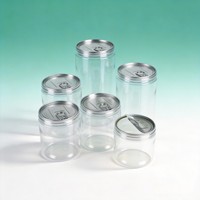 Bocaux cylindriques en PET transparent de qualité alimentaire avec couvercle cristallin, faciles à ouvrir et à déchirer, vente en gros pour sauce chili et noix aromatisées