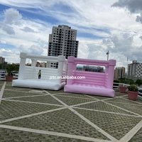 Château gonflable avec toboggan Tongcai personnalisé bleu rose de qualité commerciale en PVC avec protection UV, installation facile, 5-7 enfants