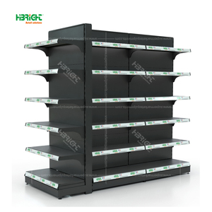 Tamaño personalizado negro metálico multicapa soporte de exhibición supermercado comestibles góndola estantes con buen precio - Product Image 1