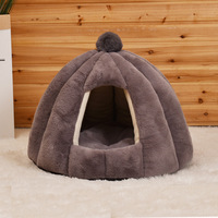Neues Geschlossenes Katzenbett mit Solidem Muster, Nachhaltig, mit Kartonverpackung, Warmes Komfortables Rundes Haustierbett für Alle Jahreszeiten