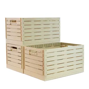 Custom Stackable Wood Fresh Food Milk Crate With Lid Plastic Bread Basket