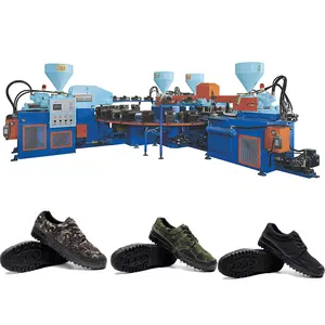 Full automatic Four Color Camouflage Shoes Men PVC blowing injection molding machine