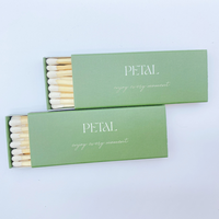 Cajas de cerillas delgadas personalizadas al por mayor, de madera natural verde oscuro, cerillas largas personalizadas para recuerdos de boda