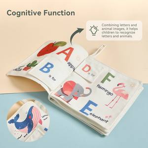 Libro de Tela para Bebés Comeon Baby Touch, para Envolver en la Cuna, en Blanco y Negro, con Formas Geométricas Suaves, Juguete para el Tiempo Boca Abajo, de 3 a 6 Meses - Product Image 5