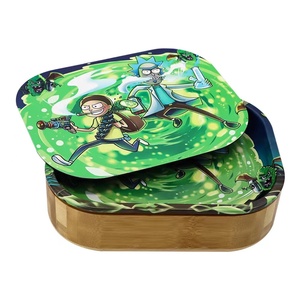New Bamboo Wooden Herb Stash Box with Rolling Tray Storage Container to Store Smoking Accessories Grinder Pipe Rolling Papers