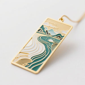 Marque-page personnalisé en métal découpé et imprimé Marque-page personnalisé en métal découpé au laser Marque-page végétal évidé en métal - Product Image 1