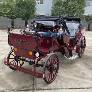 Calèche royale à 4 roues pour mariage, transport spécial pour visites touristiques, chariot de princesse rouge convertible - Product Image 2